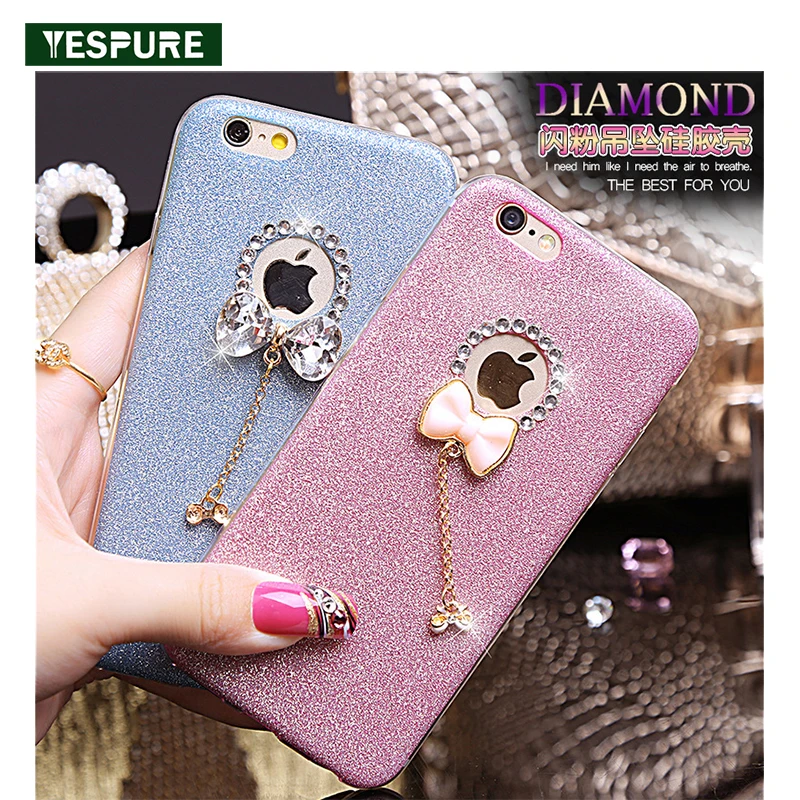 YESPURE Bling Gliter милый бант чехол для телефона девушки Iphone 6 6Plus Женский из ТПУ мягкий