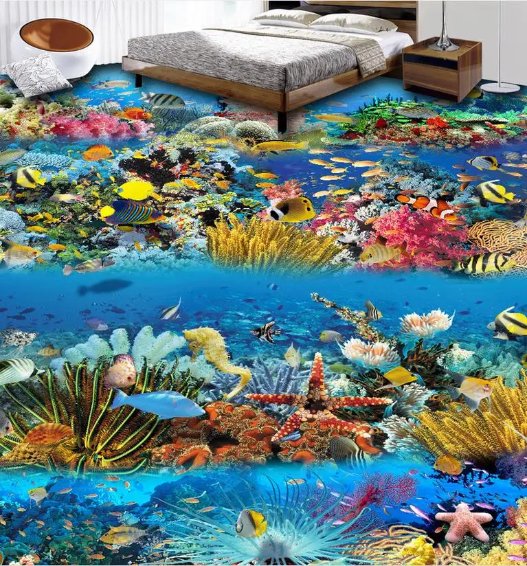3d полы фото обои самоклеющиеся виниловые океана мир гостиная спальня кухня