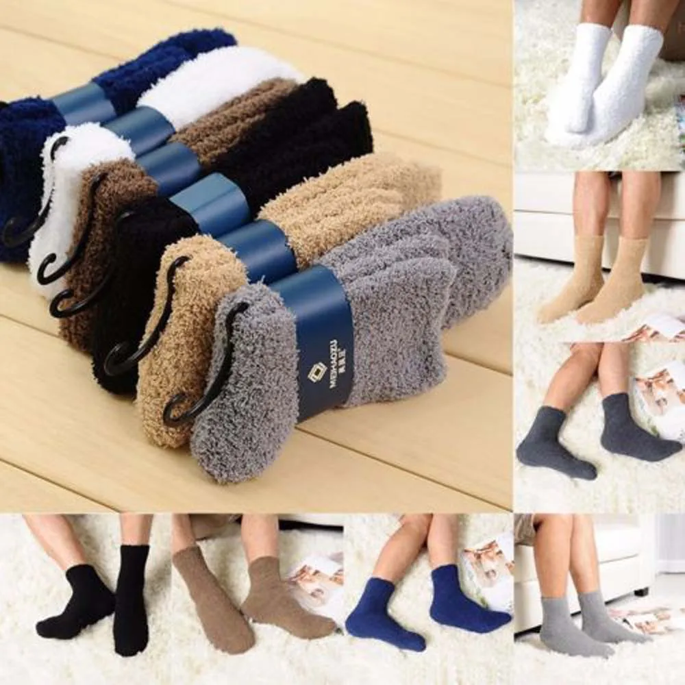 

2021 Extremely Cozy Cashmere Socks Winter Warm Coral Velvet Sleep Bed Floor Home Fluffy Christmas Socks Women Men 1 Pair