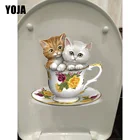 YOJA 19,8*20,6 см две милые чайные чашки Кошки детский декор комнаты Наклейка на стену в ванную наклейка на унитаз T1-0177
