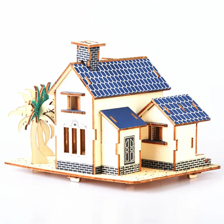 Лазерная резка 3D деревянные головоломки Строительство скамейка Дом DIY Ручная сборка детские развивающие деревянные игрушки для детей