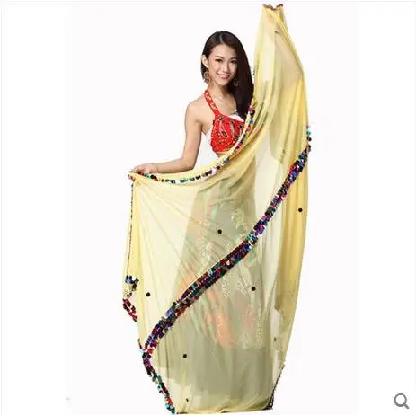 

Belly dance accessories senior chiffon colors sequins 2.1*1.5m belly dance veils for women belly dance carf