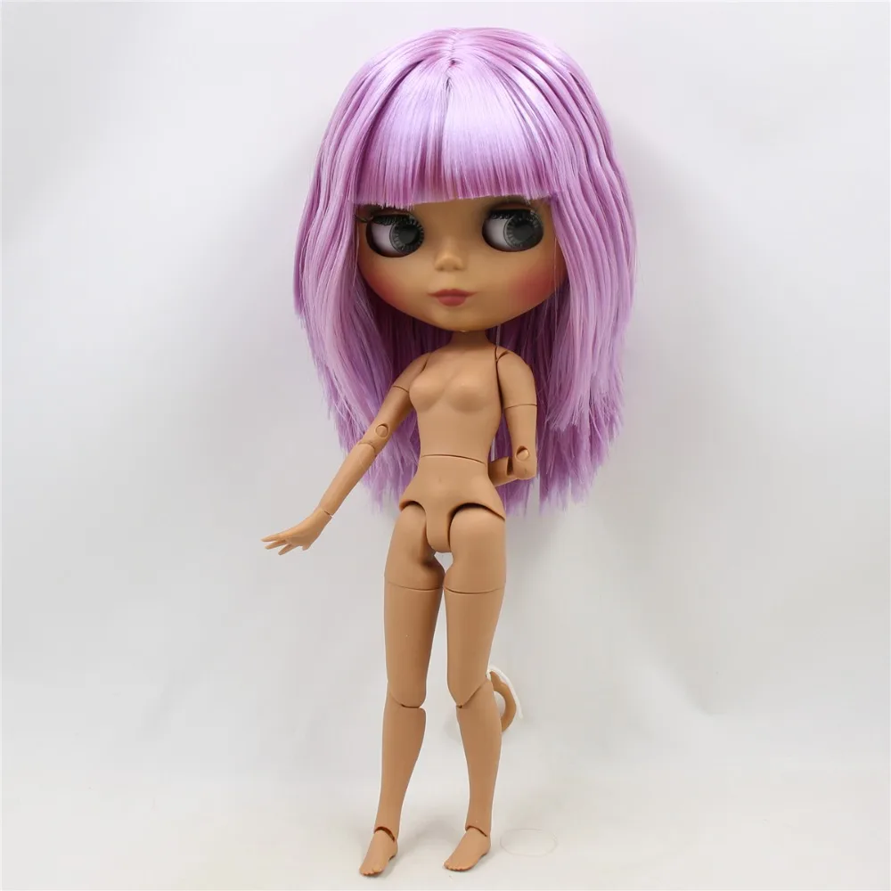 

ICY DBS Blyth Doll 1/6 bjd joint body dark skin matte face oily purple hair nude doll 30cm
