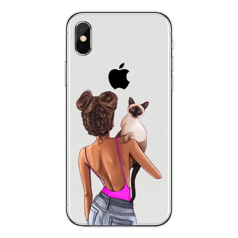 Модный мягкий чехол из ТПУ для iPhone X 10 XS MAX XR 8 7 6 6s Plus прозрачный силиконовый женщин