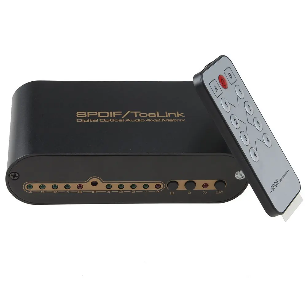 Kebidu SPDIF Toslink Цифровой оптический аудио истинная матрица 4x2 Переключатель сплиттер