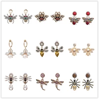 vintage insect shaped crystal earrings charm statement earrings for women wedding goth party luxury jewelry trend 2022 new