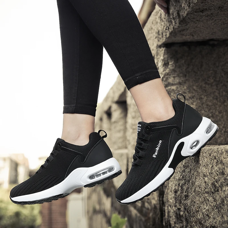 KIIYILALA Fly Fabric Sneakers Running Shoes Breathable Sport Flexible MD Trainer Woman Man Black Big Size Chaussures Femme | Спорт и