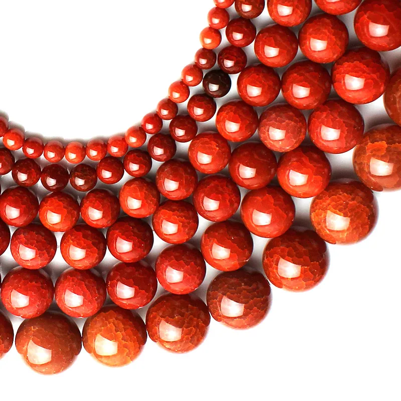 6-16 мм Круглые граненые Хрустящие красные бусины из агата натурального камня для