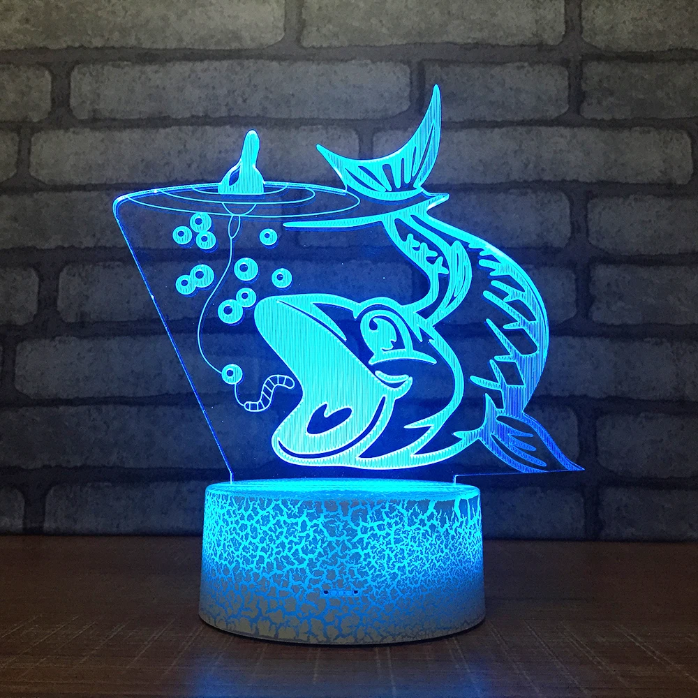 Ночник с изображением рыбы 3d креативная иллюзия Светодиодная лампа 7 цветов