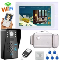 720p 7 tft wired wireless wifi rfid password video door phone doorbell intercom system with electronic door lock