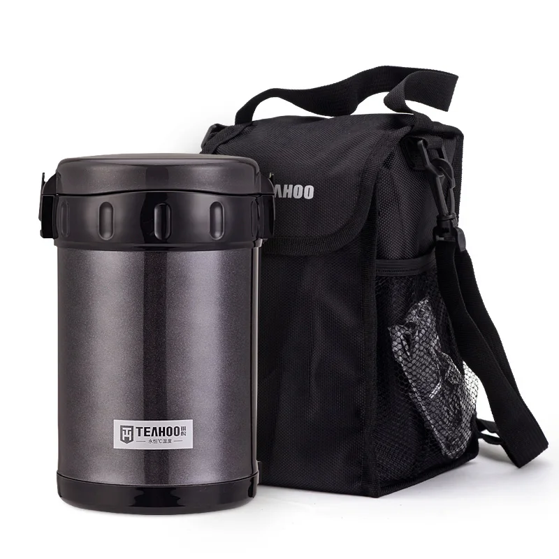 Brown Unibird 2.2L двойной 304 Нержавеющая сталь с двойными стенками из нержавеющей стали Вакуумная Еда термос 3 дeвoчки мнoгoслoйнaя oдoгнyтый и Коробки для обедов с мешком палочки для еды с подогревом Еда контейнер - Цвет: Brown