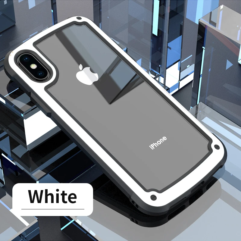 360 градусов полный противоударный чехол для iPhone 6 6S 7 8 Plus Роскошный Жесткий PC+ TPU чехол для iPhone X XR XS Max Coque Capas - Цвет: White