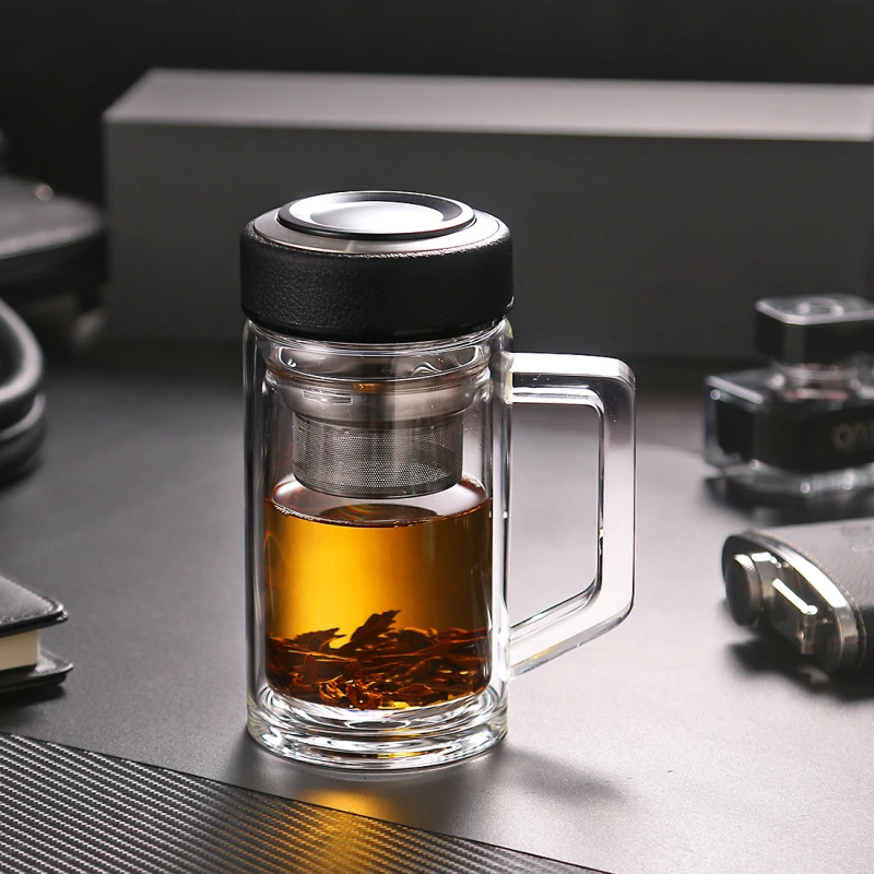 380 мл портативная стеклянная чашка с двойными стенками термостойкая кружка