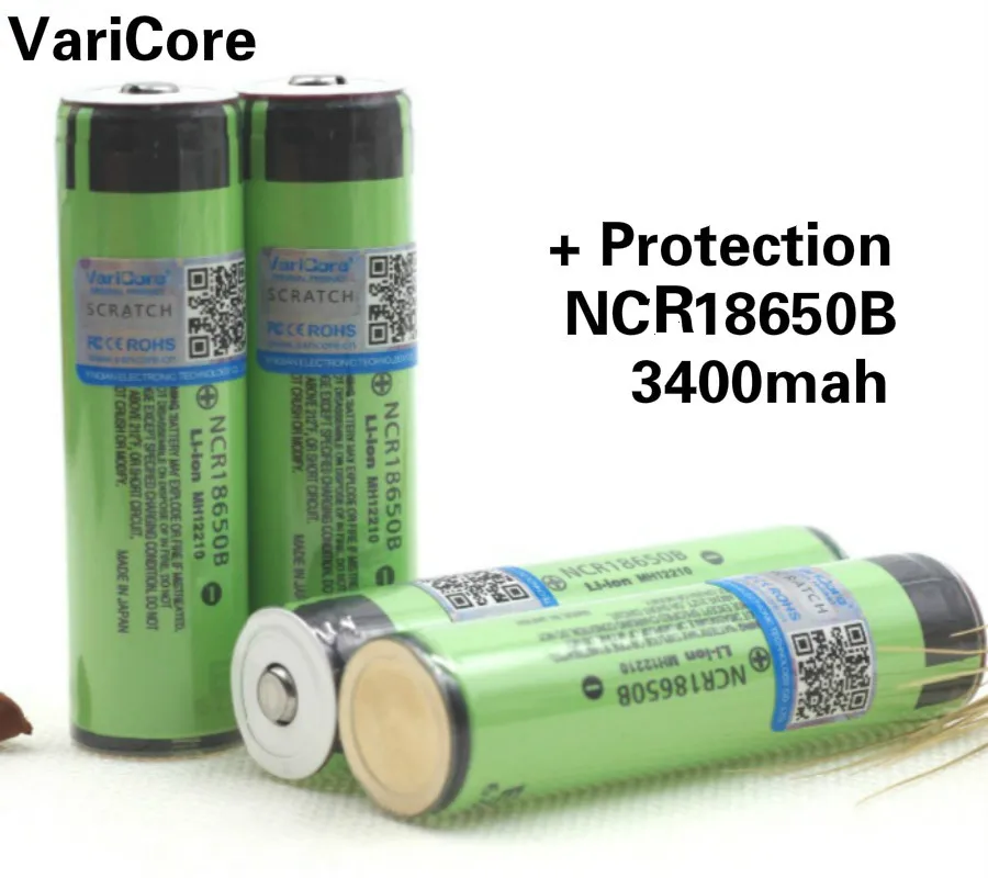 3 шт. 100% совершенно новый оригинальный аккумулятор 18650 3400 мАч 3,7 В Li-ion с возможностью перезарядки для батареи Panasonic NCR18650b с защитой.