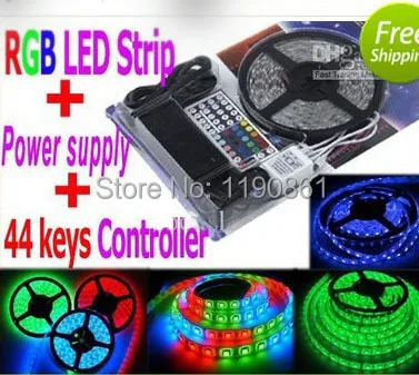 Светодиодная лента RGB 5050 SMD 60 светодиодов/м 5 м гибкая Водонепроницаемая + пульт на