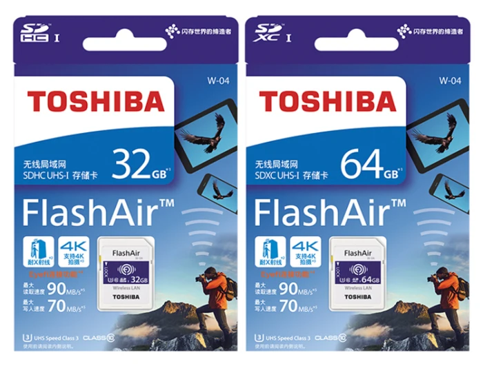 TOSHIBA FlashAir W-04, Wifi, карта памяти SD, 32 ГБ, SDHC, 64 ГБ, SDXC, класс 10, U3, карта памяти для цифровой камеры