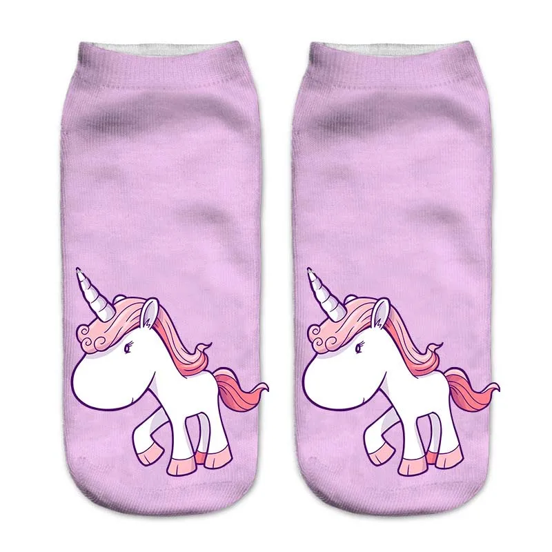 7 Trend Cute 3D Print Socks Women Ankle Socks Cartoon Animal Unicorn 3D Printing Sock Art Socks female - Цвет: 7