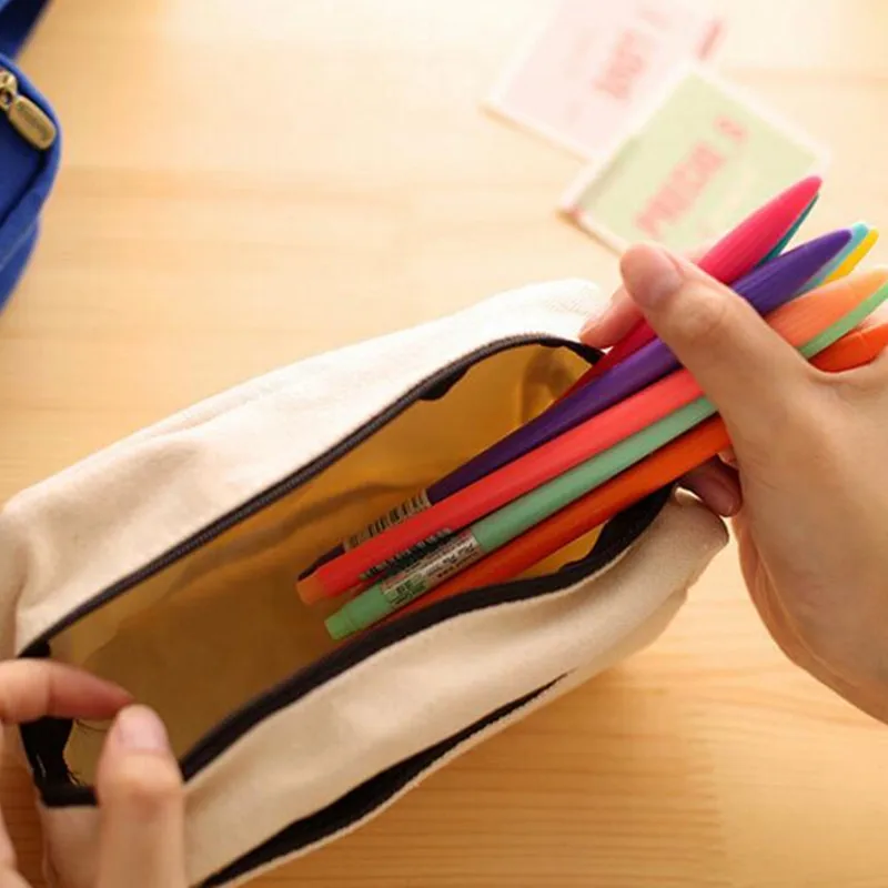 2017 Горячая Корейская многофункциональная стильная короткая холщовая пенал