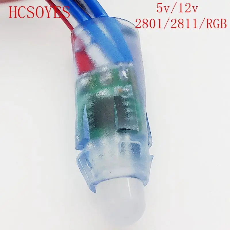 DC 5V/12V 50pcs/lot WS2811/WS2801/RGB Independently Addressable led module waterproof IP68 round full color RGB string |