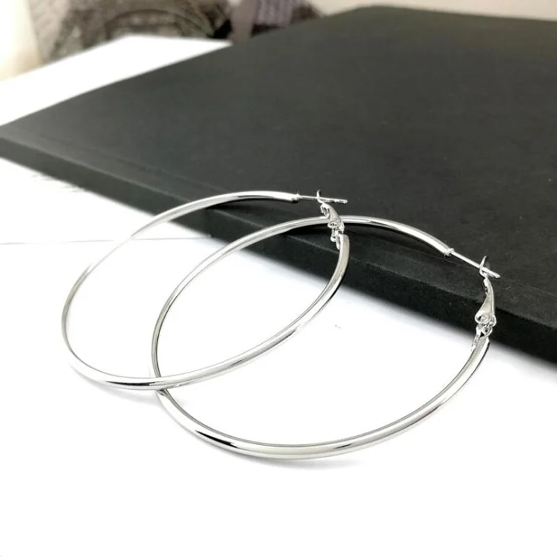 2019 модные серьги обруча простые кольца большой круг золото/серебро Цвет петли