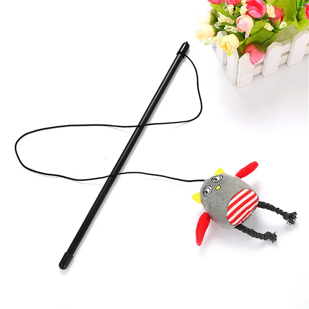 CatToy Funny Stuff Chaser Stick Cute Cartoon Rabbit Bird Monkey Interactive Play Pet Toy Brinquedo Gato hot sale