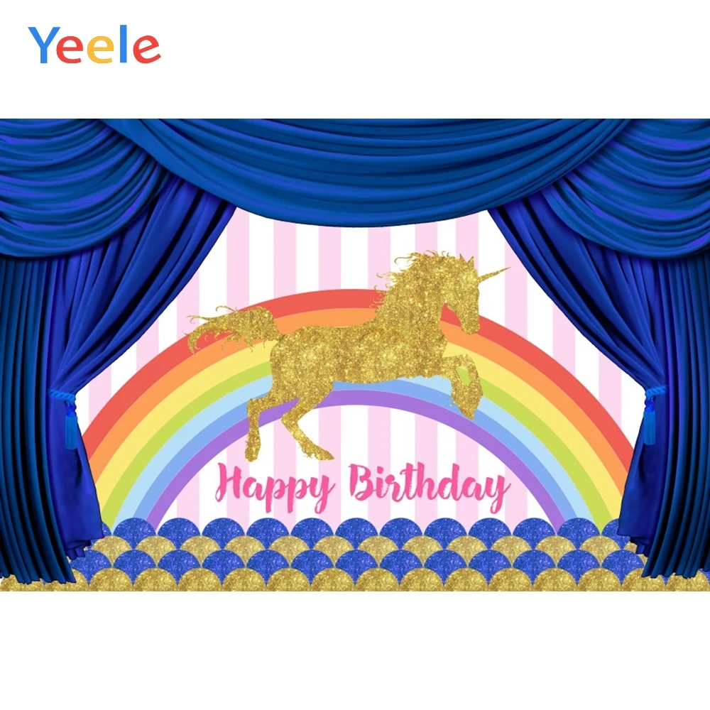 Yeele синий занавес Радуга Золотой Единорог день рождения фотографии фоны