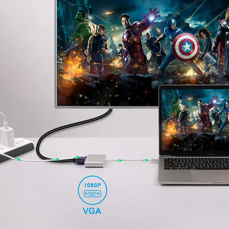 Baolyda USB C концентратор Thunderbolt 3 адаптер 5в1 многопортовый с 4K HDMI Ethernet VGA USB3.0 для