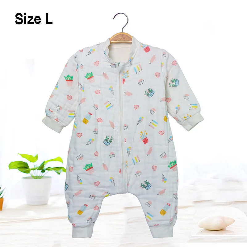 Plant Size L Детский спальный мешок из муслина, удобный хлопковый спальный мешок с мультипликационным рисунком, противоскользящее одеяло, милый спальный мешок со съемными рукавами - Цвет: Plant Size L