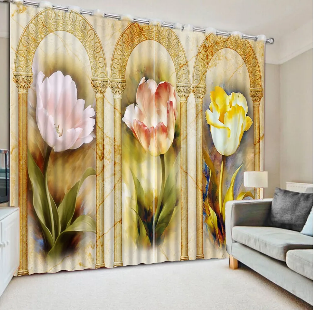

big flower curtains 3D Curtain Printing Blockout Polyester Photo Drapes Fabric For Room Bedroom Window
