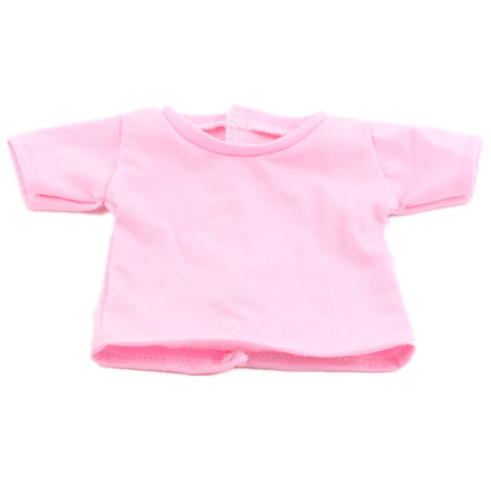 

Doll Clothes 2 Colors White & Pink T-shirt Wear Fit 18 Inch American Doll & 43 Cm Born Doll For Generation Doll Accessories