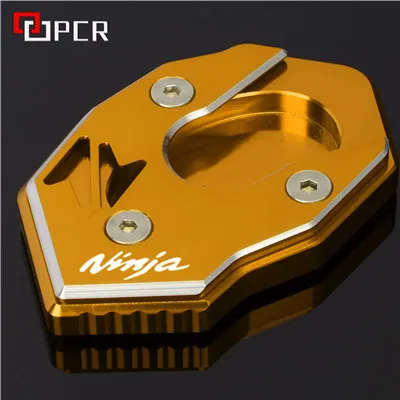 Gold Мотоциклетная боковая подставка пластина удлинитель подставки для KAWASAKI NINJA 250 300 650 1000 ER6F ER4F ZX6R ZX10R - Color: Gold
