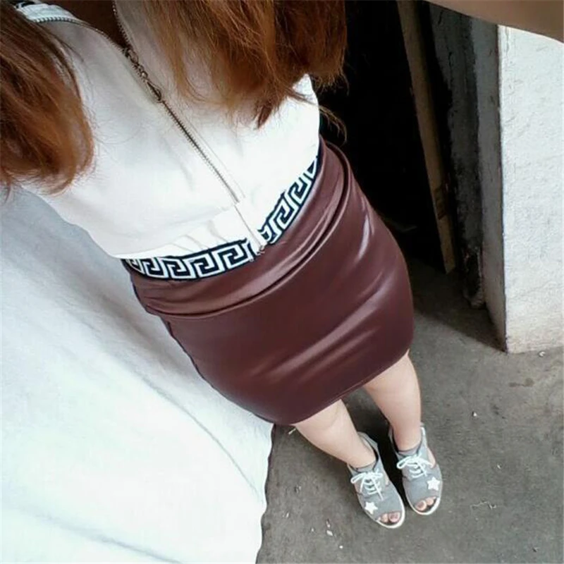 Женские базовые однотонные юбки из искусственной кожи короткие европейский