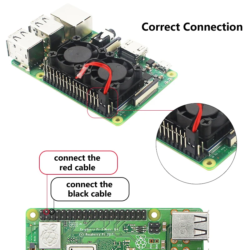 Двойной вентилятор для Raspberry Pi 3B Plus с радиатором радиатор двойная система
