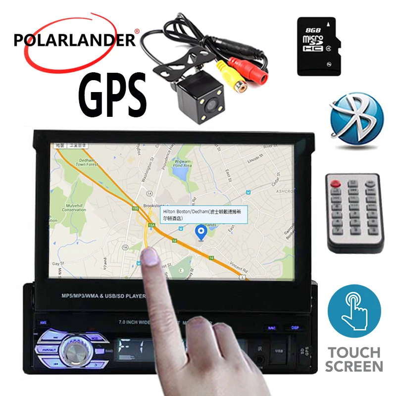 7 "за рубежом склад Bluetooth Сенсорный экран gps 1DIN Дистанционное управление