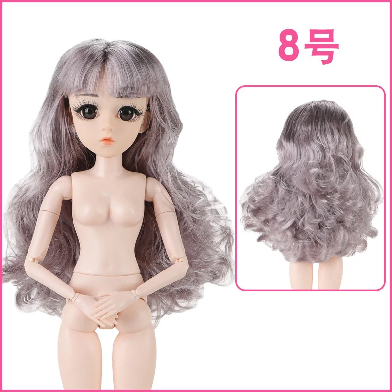 45cm 26 Movable Joints Bjd Dolls Toys 3D Eyes Eyelashes Naked Nude 1/4 Female Doll Body with Head Dolls Toy For Girls Gift - Цвет: As picture