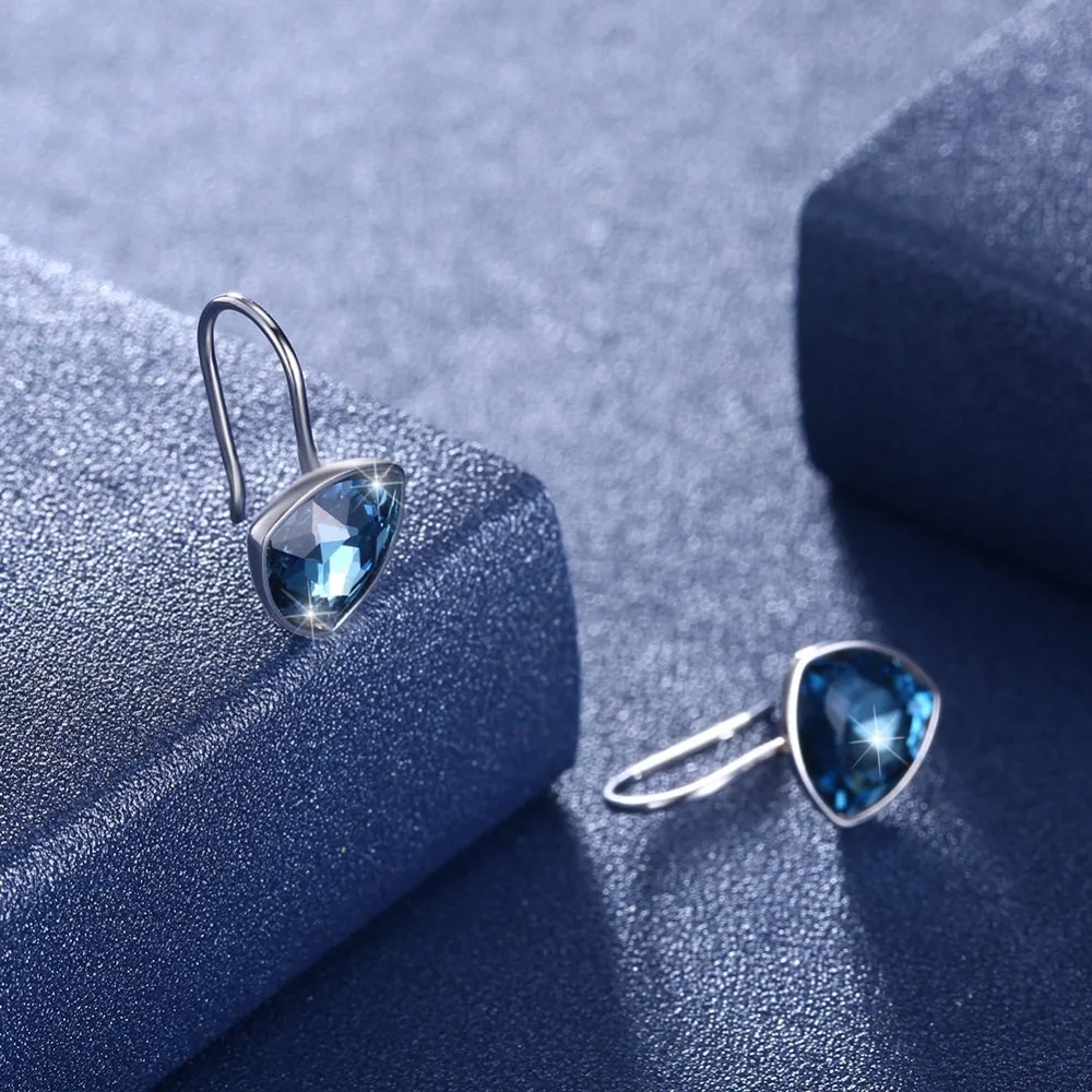 Серьги LEKANI с кристаллами Swarovski, роскошные серьги с кристаллами, простые серьги-подвески с ушками, серебро 925 пробы, Женские Ювелирные изделия