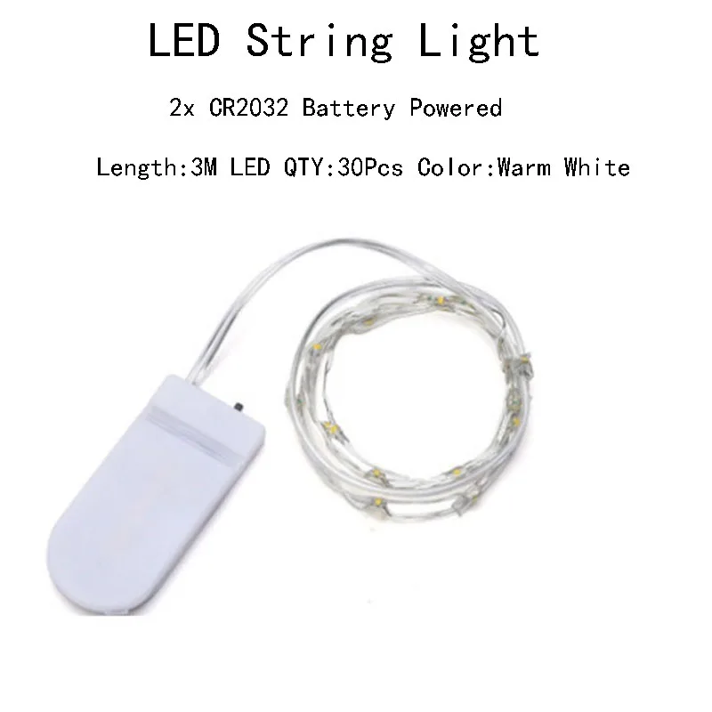 3m CR2032 Warm White 10 шт., 2 м, 20 светодиодный/3M, 30 светодиодный, на батарейках, светодиодный, серебристый провод, гирлянды, рождественские, вечерние, свадебные украшения, светодиодный, сказочные огни - Испускаемый цвет: 3m CR2032 Warm White