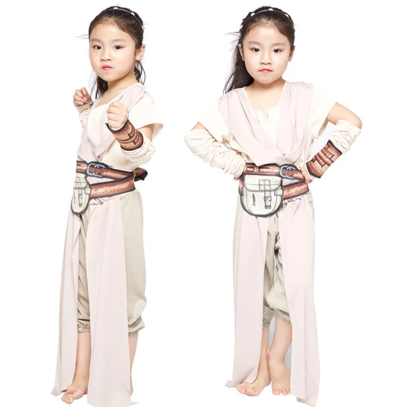 Star Wars The Force Awakens Rey костюм для девочек классический фильм роль Косплэй Детский на