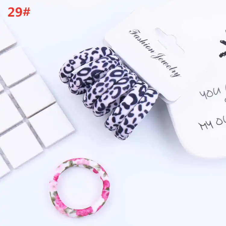 style 29 6 шт./комплект, милые эластичные резинки для волос для девочек, трикотажные резинки для волос, резинка для волос, резинки для волос - Цвет: style 29