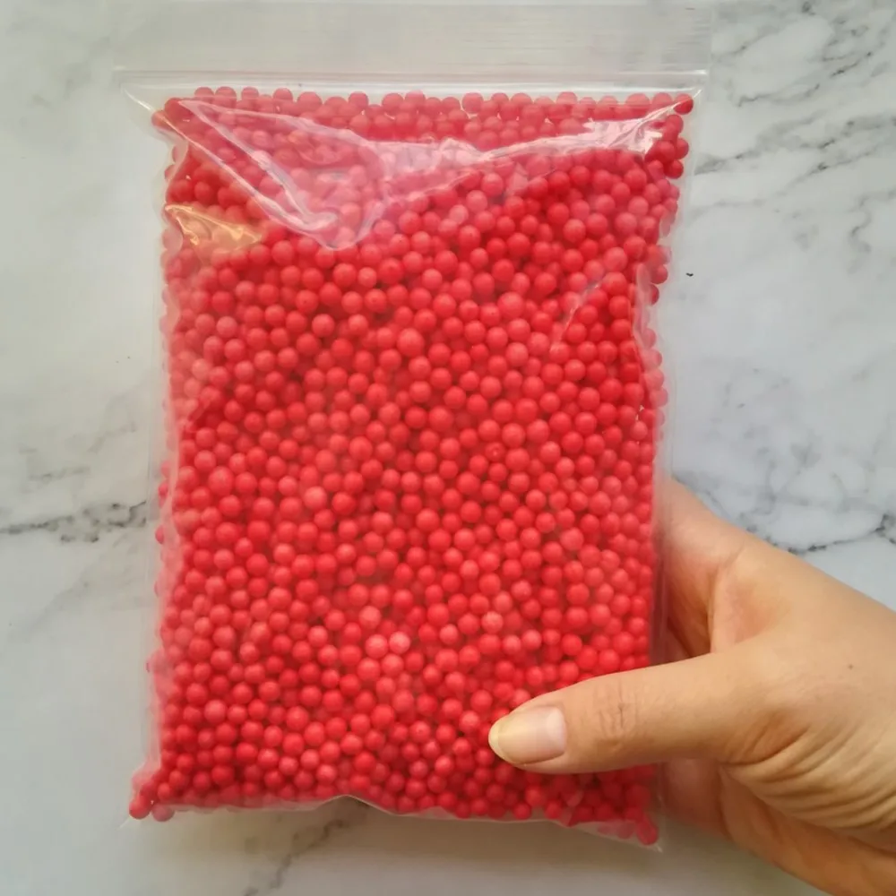 15000pcs 15g Bright Colours Foam Beads Colorful Polystyrene Foam Balls Styrofoam Filler Foam Mini Beads Balls Crafts DIY Decor - Color: Red