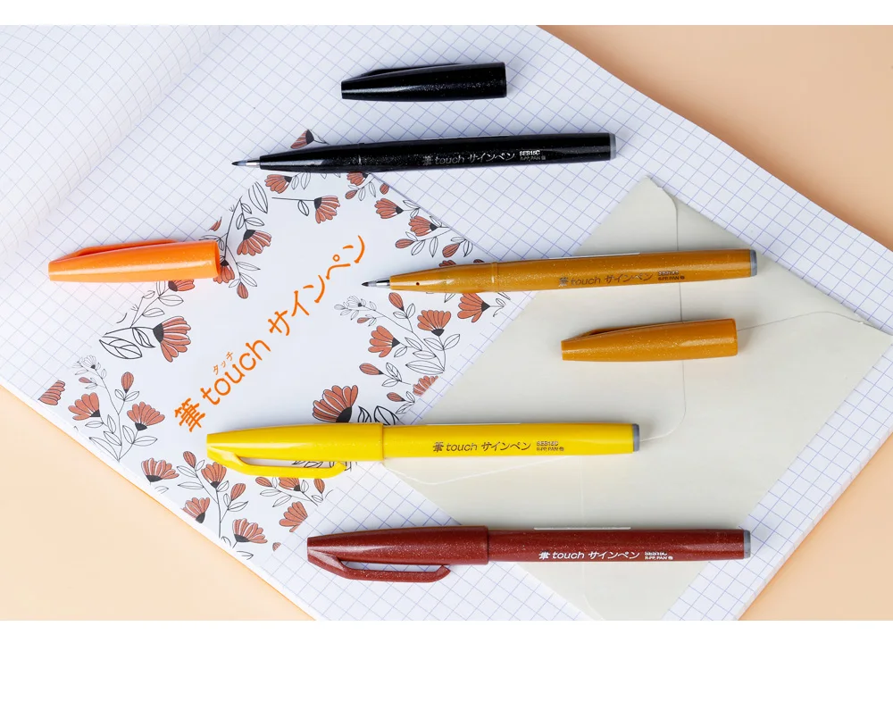 Pentel Китайский Японский офисный чернильное перо набор художественных ремесел ручка сенсорная Акварельная маркер ручка для Diy Канцтовары Школьные принадлежности Ses15c