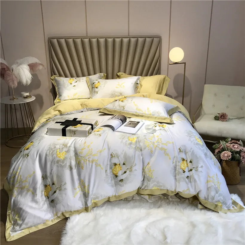 Ropa de cama Tencel Silk, 4 шт., набор постельного белья KING QUEEN, роскошный пододеяльник, простыня, постельное белье dekbedovertrek