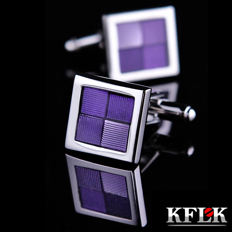 KFLK ювелирные изделия рубашка Запонки для мужчин бренд кнопки фиолетовый запонки
