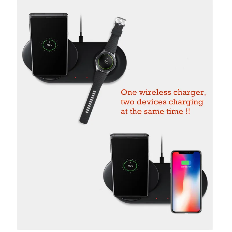 Оригинальное Быстрое беспроводное зарядное устройство Samsung 2 в 1 Qi Смарт Быстрая