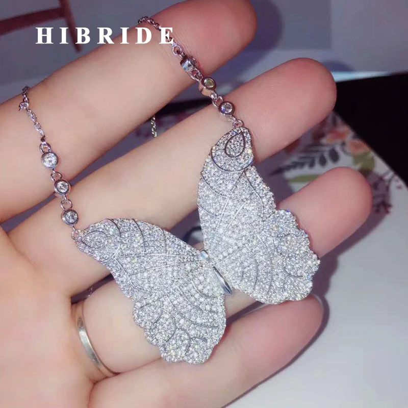 HIBRIDE Новый трендовый кулон в форме бабочки ожерелье для женщин девушки подарок