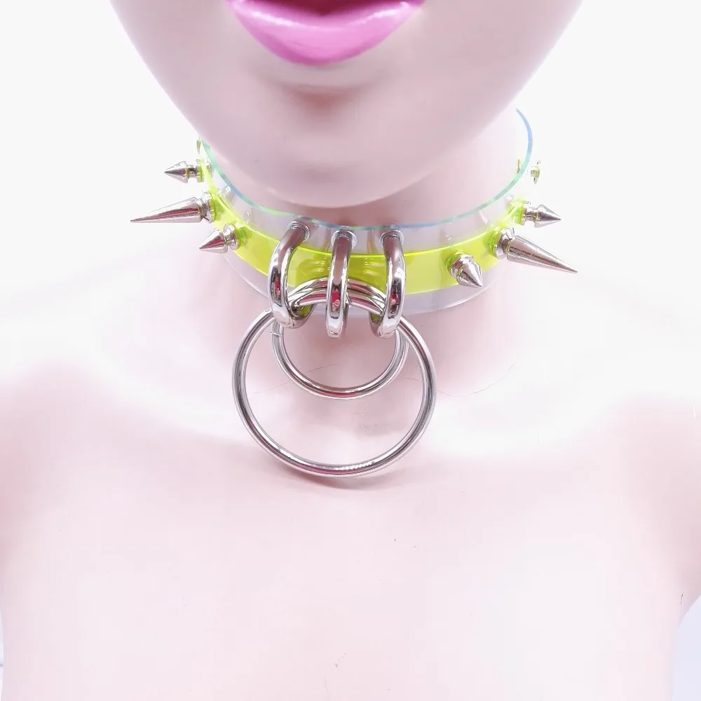 Женское панк ожерелье чокер ручной работы из ПВХ кожи torques серебряный