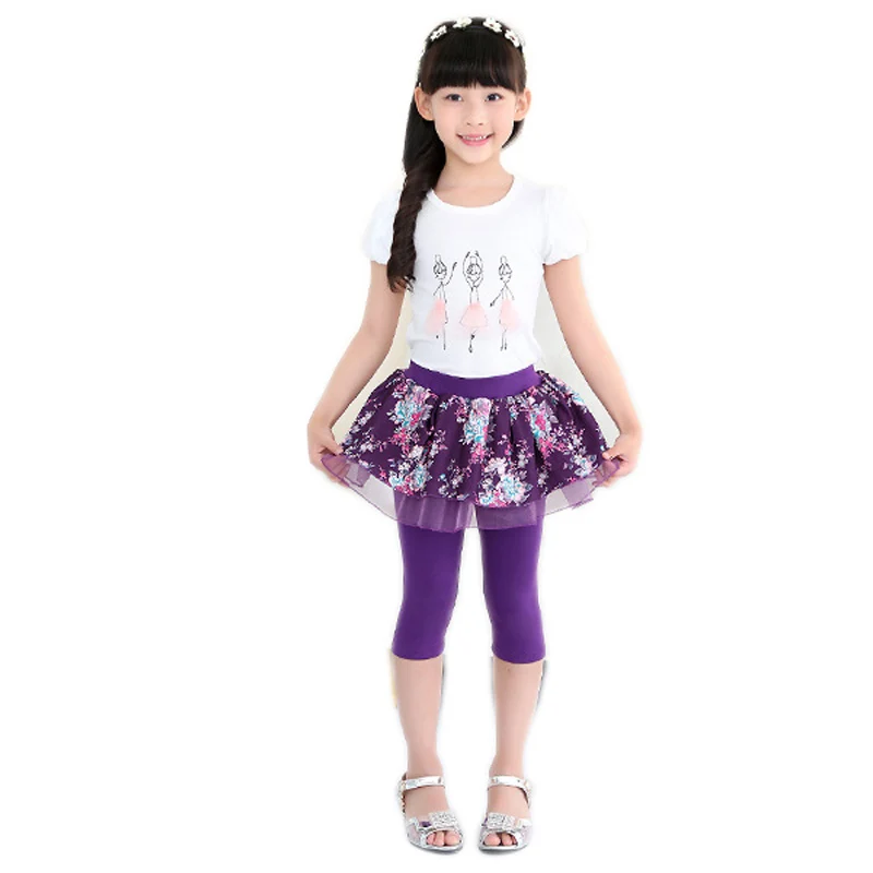 2016 Розничная продажа летние леггинсы для девочек юбка-штаны многослойная юбка