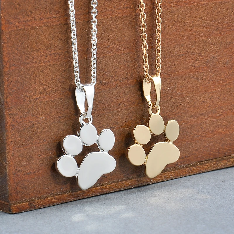 

Fashion Tiny Dogs Paw Footprints Pendant Necklaces Women Silver Gold Long Chain Necklace Charms Women Girls Jewelry