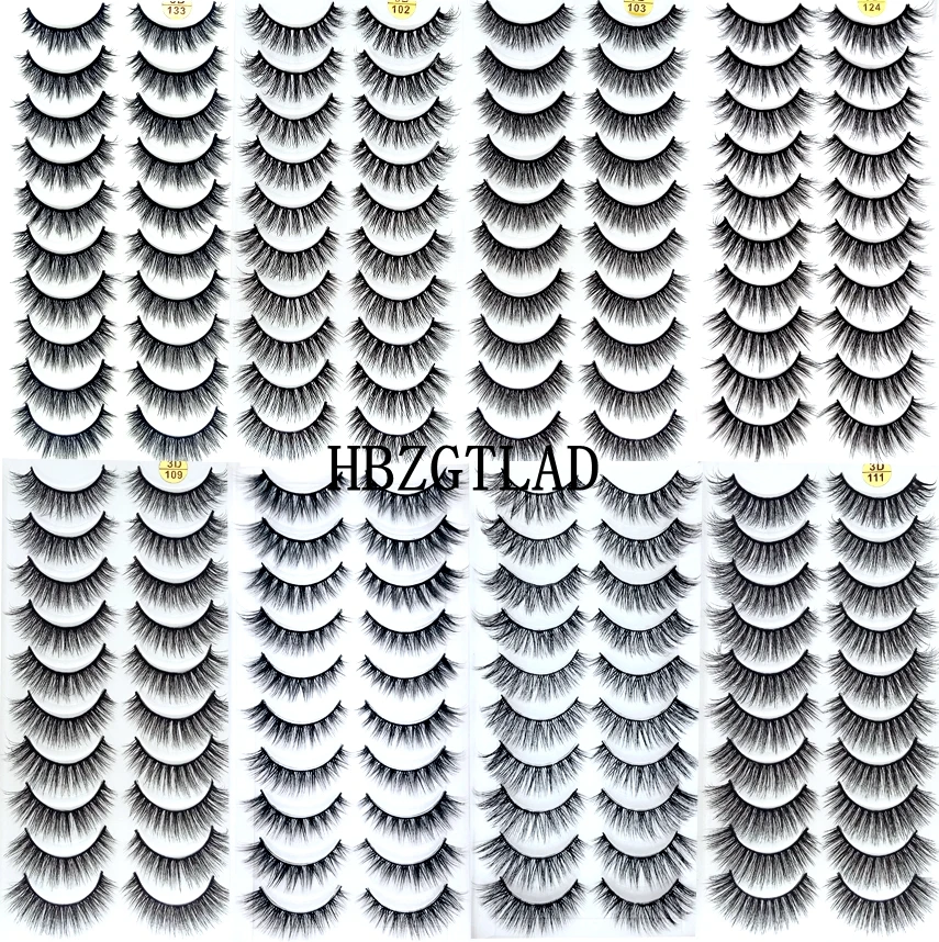 HBZGTLAD 1/5/10pairs Real Mink Eyelashes 3D Natural False Eyelashes 3d Mink Lashes Soft Eyelash Extension Makeup Kit Cilios