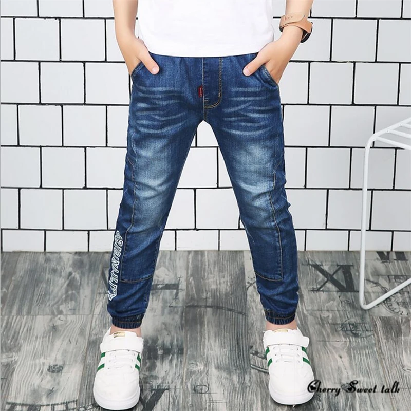 Весна 2019 детская одежда джинсы с вышивкой для мальчиков Детские рваные 3 5 7 8 10 12 14